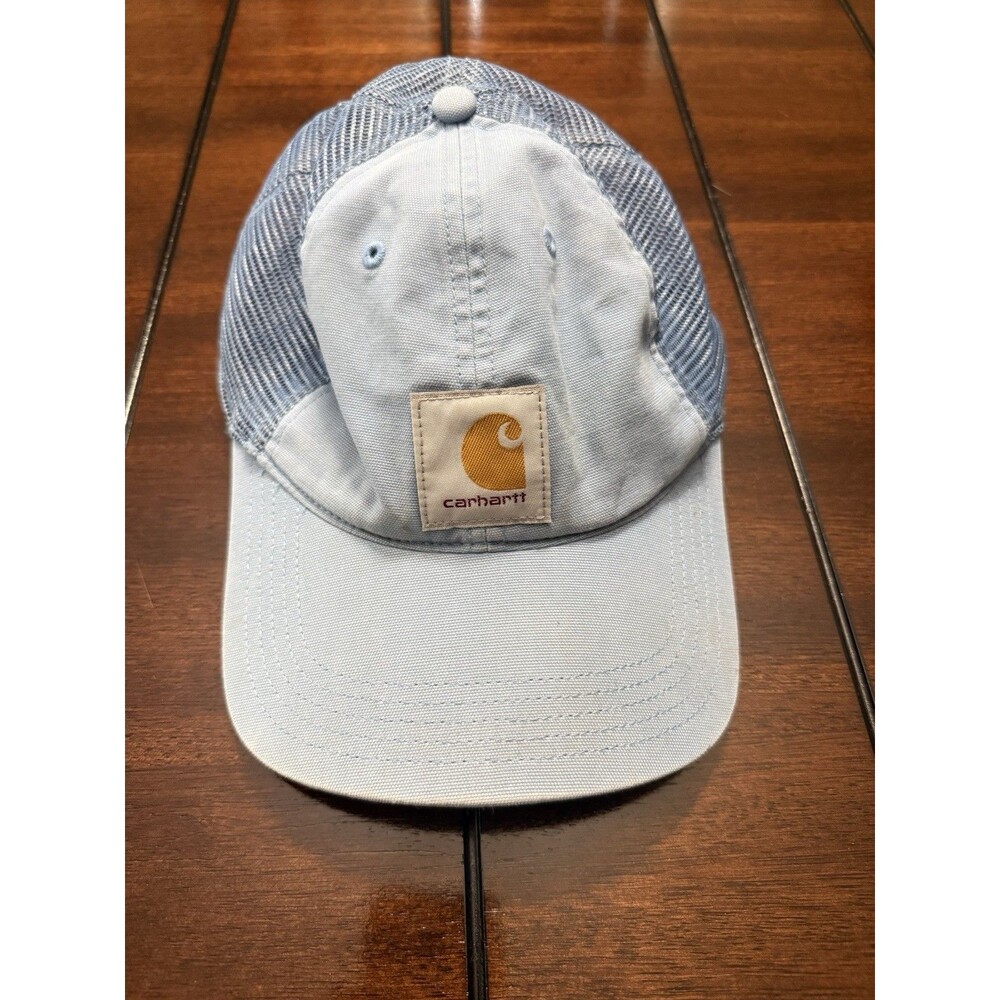 🔥Carhartt Blue Mesh Back Trucker Hat Adjustable Snapback Cap Logo Patch